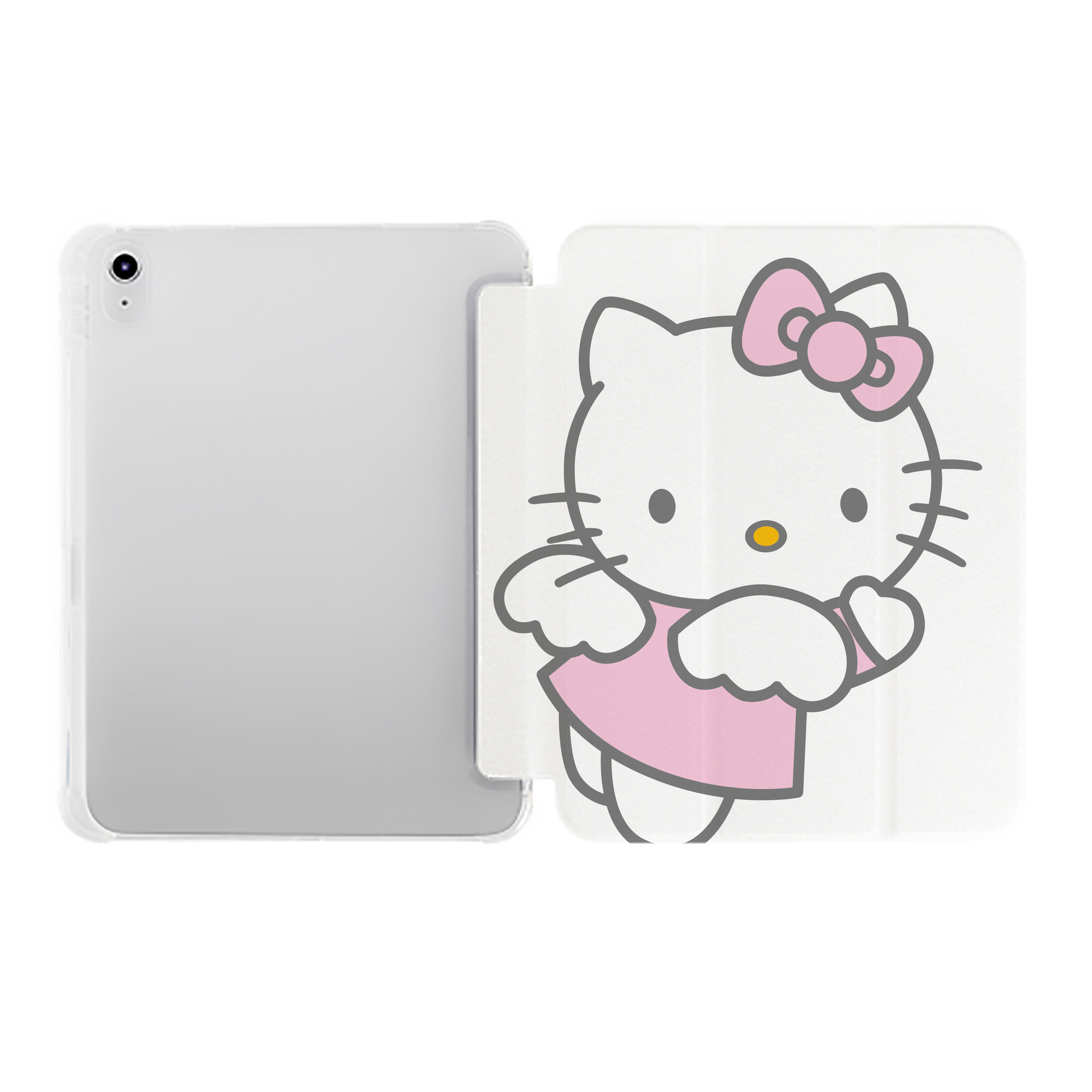 （画像用） Hello Kitty ハローキティ IPad ケース ペン収納付き 三つ折りスタンド PUレザー×シリコン 対応機種9.5/10.5/10.9インチ
